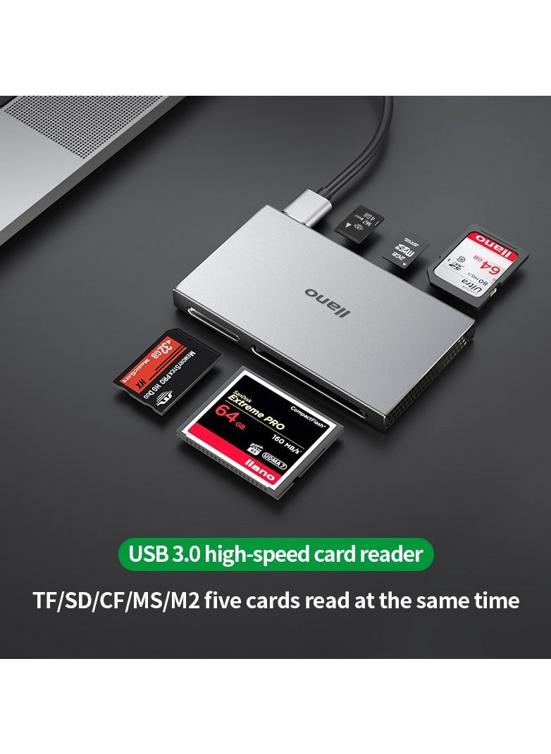 llano - USB 3.0 Card Reader Portable High-Speed 5Gbps 5-IN-1 SD, TF, CF, MS, M2 Memory Card Adapter For Laptop, iPad, PC - Image 1