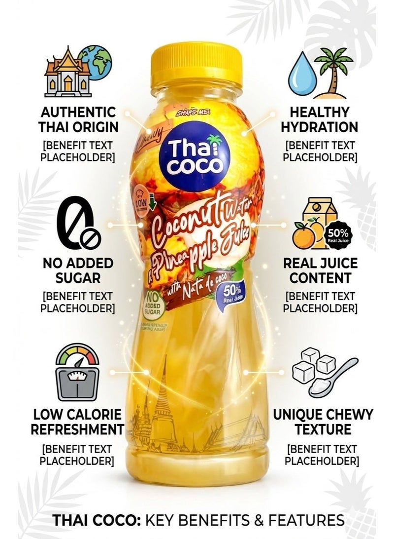Thai Coco Coconut Water & Pineapple Juice with Nata de Coco 320ml - Image 3