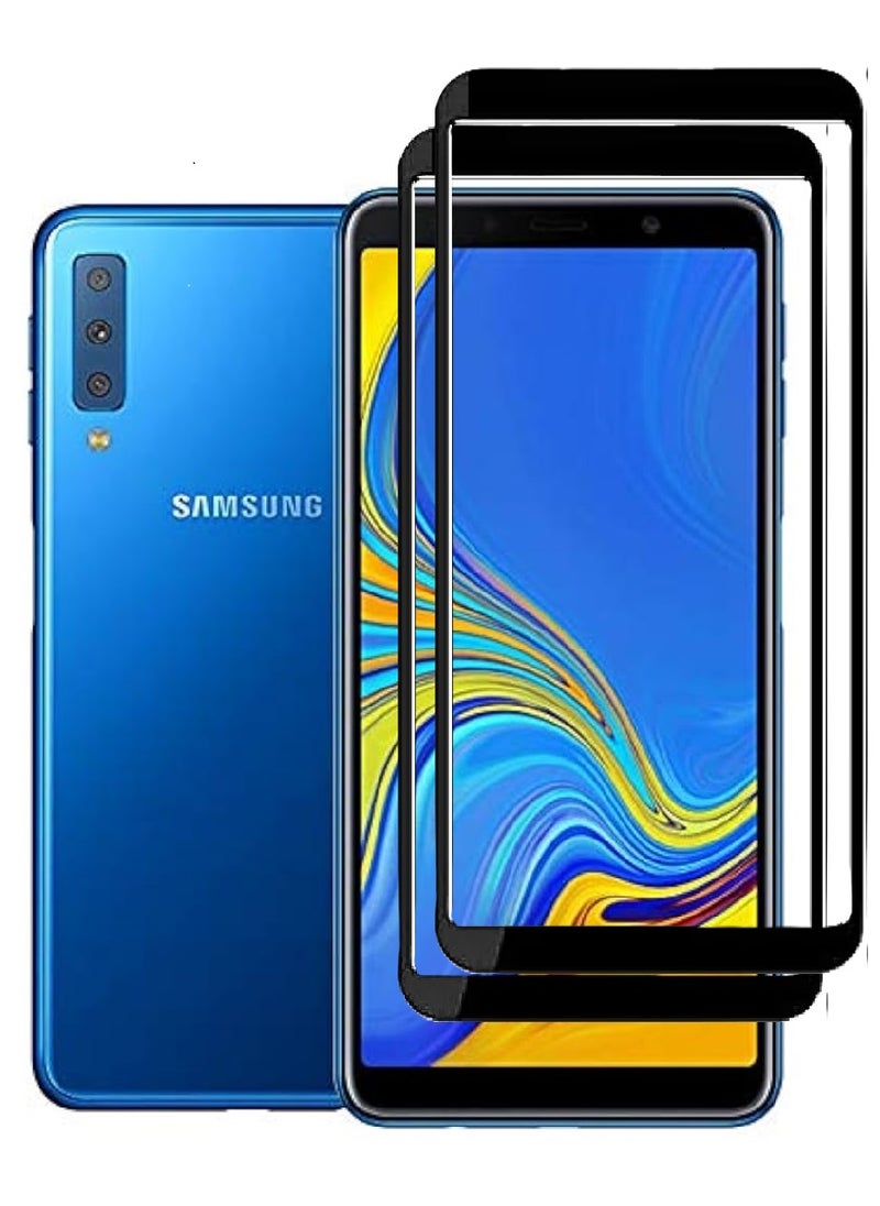 AINA قطعتان من واقي الشاشة الزجاجي المقوى 5D المصمم لهاتف Samsung Galaxy A7 (2018) مع تغطية كاملة للشاشة من الحافة إلى الحافة وخالية من الفقاعات - Image 1