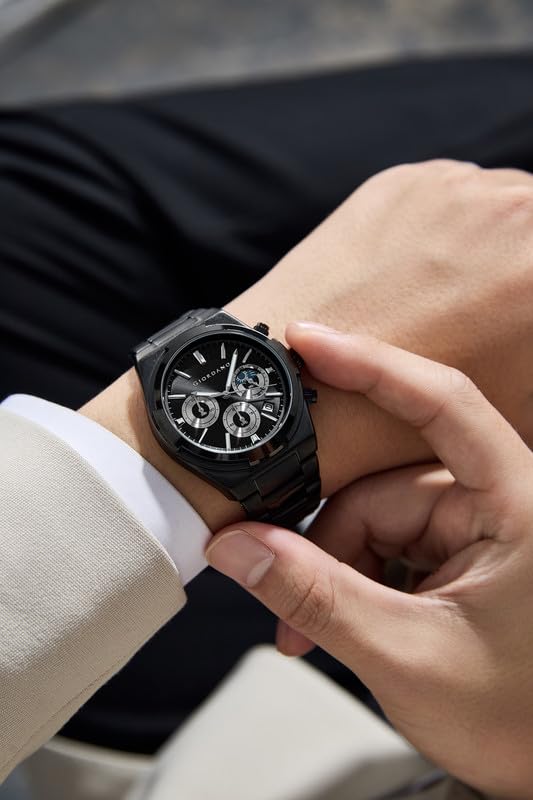 Giordano Luxury Multifunction Quartz Watch for Men with Round Dial, Triple Sub-Dials, Moonphase Display, Date Window, Water Resistant and Stainless Steel Strap – GZ-50152 - Image 2