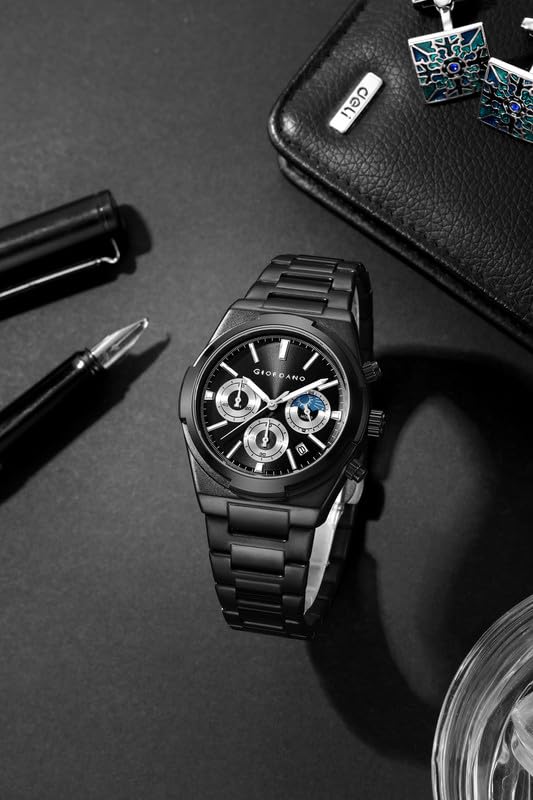 Giordano Luxury Multifunction Quartz Watch for Men with Round Dial, Triple Sub-Dials, Moonphase Display, Date Window, Water Resistant and Stainless Steel Strap – GZ-50152 - Image 4