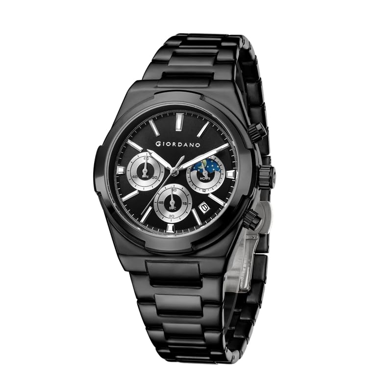 Giordano Luxury Multifunction Quartz Watch for Men with Round Dial, Triple Sub-Dials, Moonphase Display, Date Window, Water Resistant and Stainless Steel Strap – GZ-50152 - Image 1