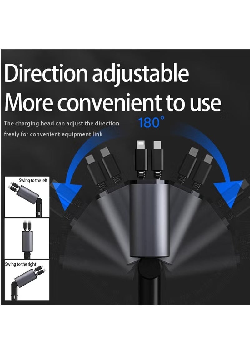 Max MAX 120W 4-in-1 Retractable Car Charger – Fast Charging Adapter with Dual USB Ports & Built-in Retractable Cables for iPhone, Type-C Devices  - Image 2