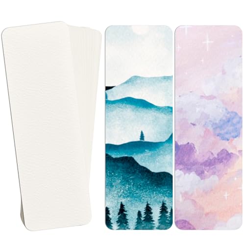 SBYURE 50 PCS Watercolor Blank Bookmarks 1.9 x 5.9 inch Watercolor Cards Bulk Craft Book Marks for DIY Art Projects, School Supply, Gifts Tags - Image 1