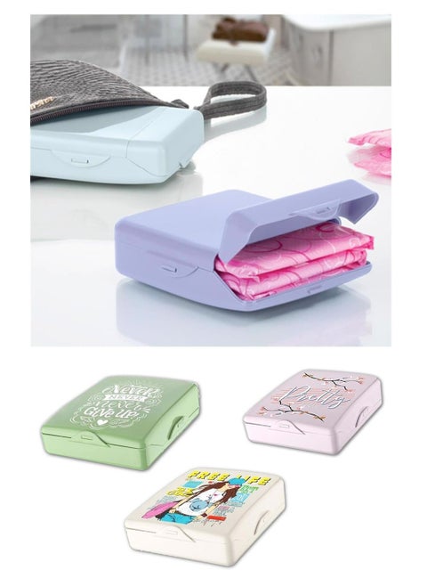 Women Sanitary Pads Storage Box, 2-Way Plastic Female Sanitary Pads Case, Travel Container Durable and Lightweight, Menstrual Pads Storage Box for Girls and Women - Random Colors