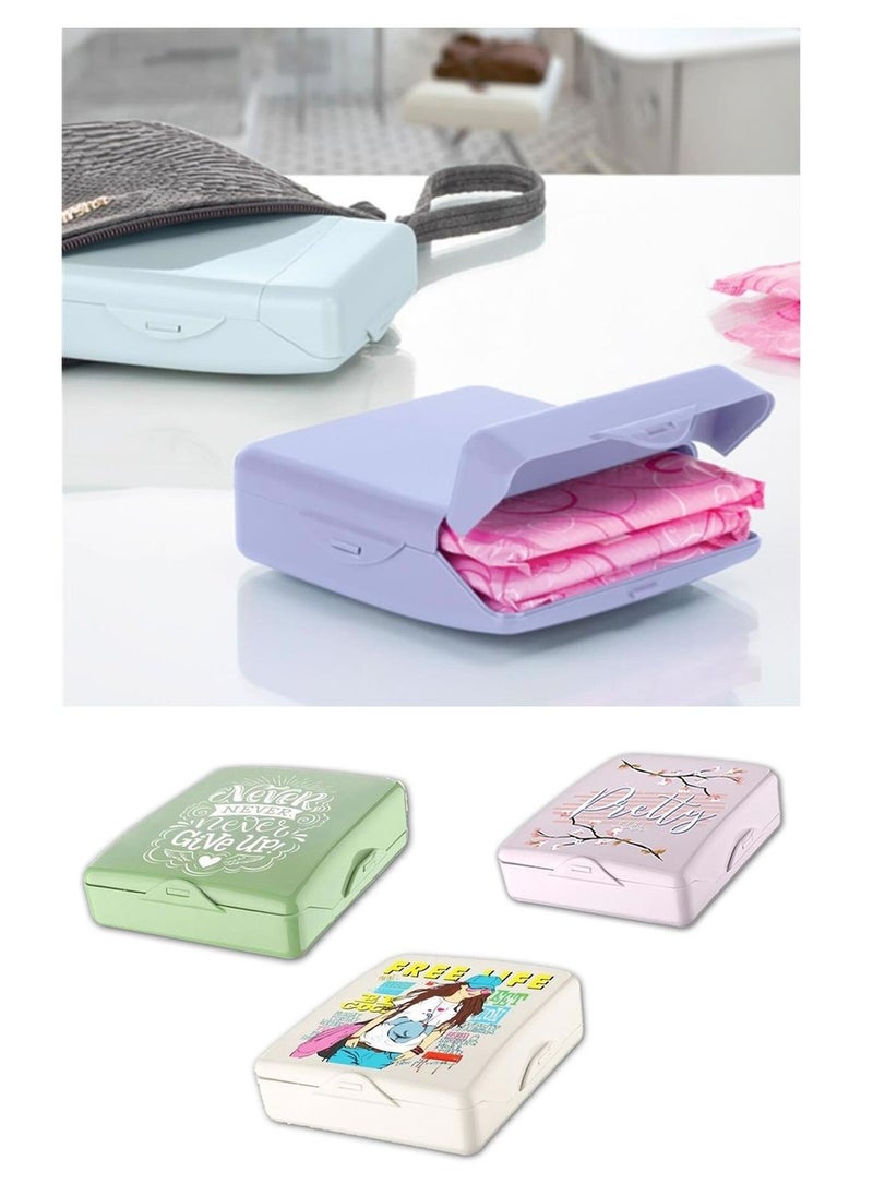 Plan A Women Sanitary Pads Storage Box, 2-Way Plastic Female Sanitary Pads Case, Travel Container Durable and Lightweight, Menstrual Pads Storage Box for Girls and Women - Random Colors  - Image 1