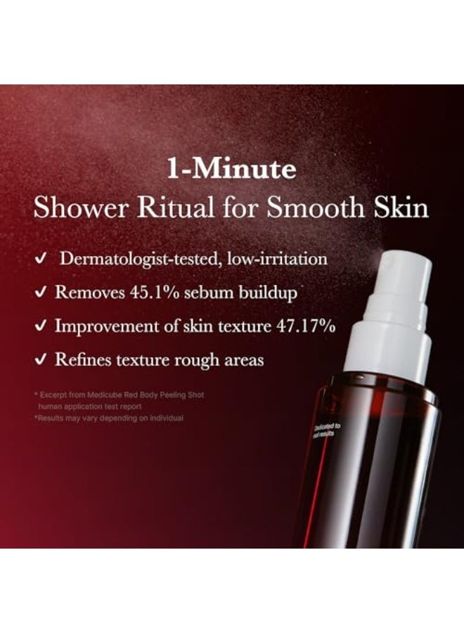 Red Body Peeling Shot, Strawberry Skin Body Spray Cleanser, AHA + BHA + Succinic Acid, Exfoliating, 3.88 oz. - Image 5