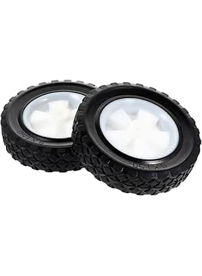 2 Pack 5 Inch Solid Rubber Wheels for Push Mower Trolley Garden Trash Bin - Image 1