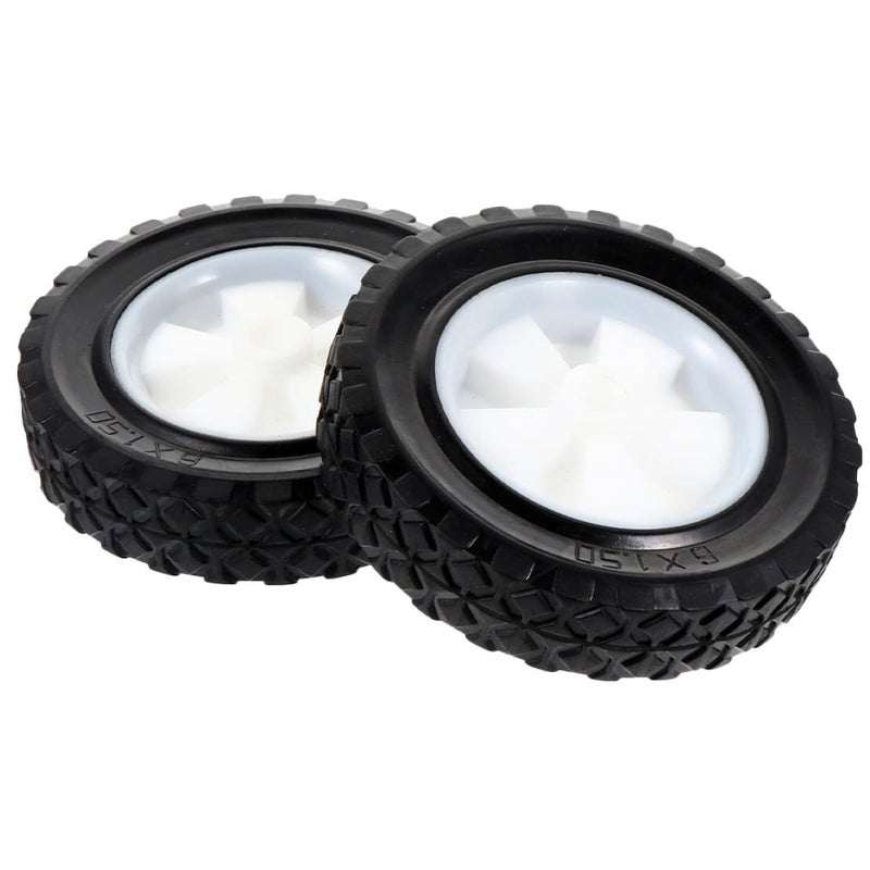 2 Pack 5 Inch Solid Rubber Wheels for Push Mower Trolley Garden Trash Bin - Image 2