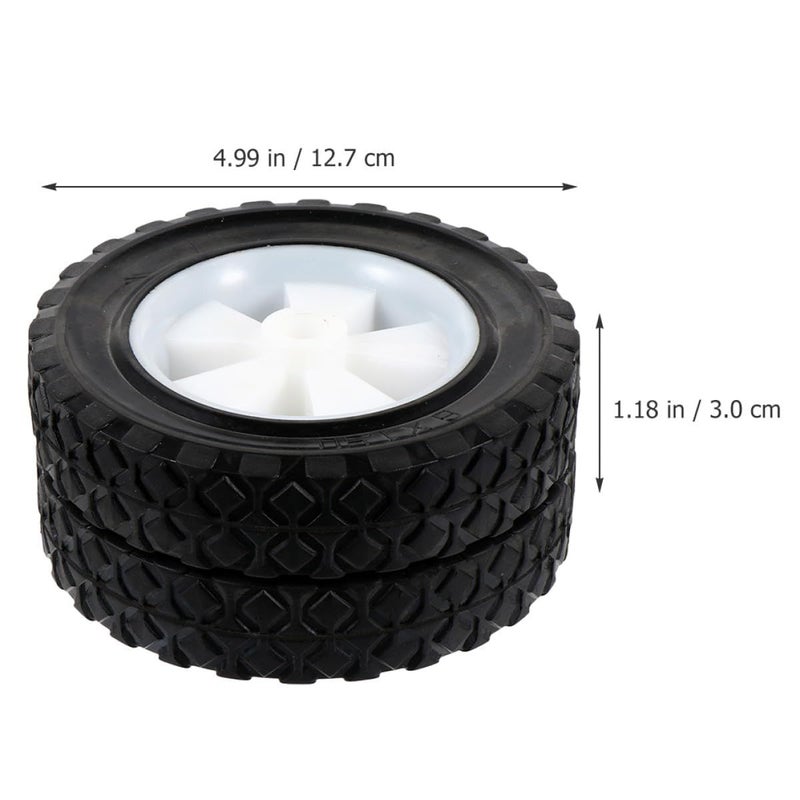 2 Pack 5 Inch Solid Rubber Wheels for Push Mower Trolley Garden Trash Bin - Image 3
