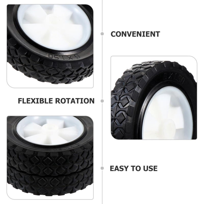 2 Pack 5 Inch Solid Rubber Wheels for Push Mower Trolley Garden Trash Bin - Image 4