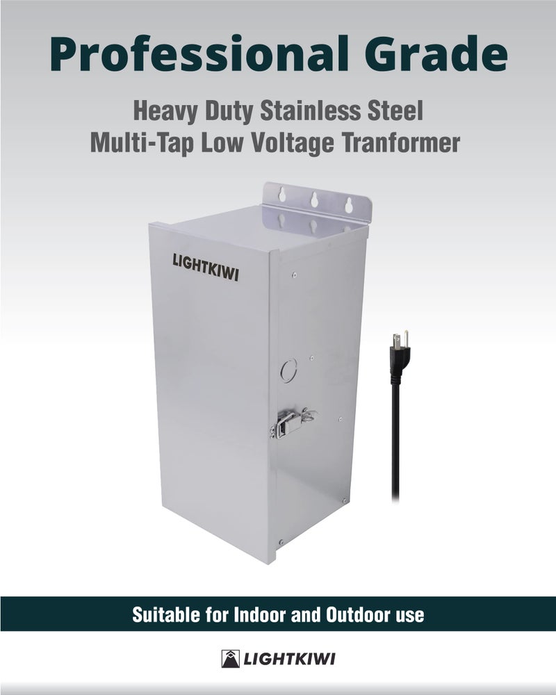 Lightkiwi U8810 600W Low Voltage Outdoor Landscape Lighting Transformer 120V AC to (12V-13V-14V-15V AC) Multi-Tap, Weatherproof for Pathway Lights, Spotlight and Pool/Spa Lightings - ETL Listed - Image 2