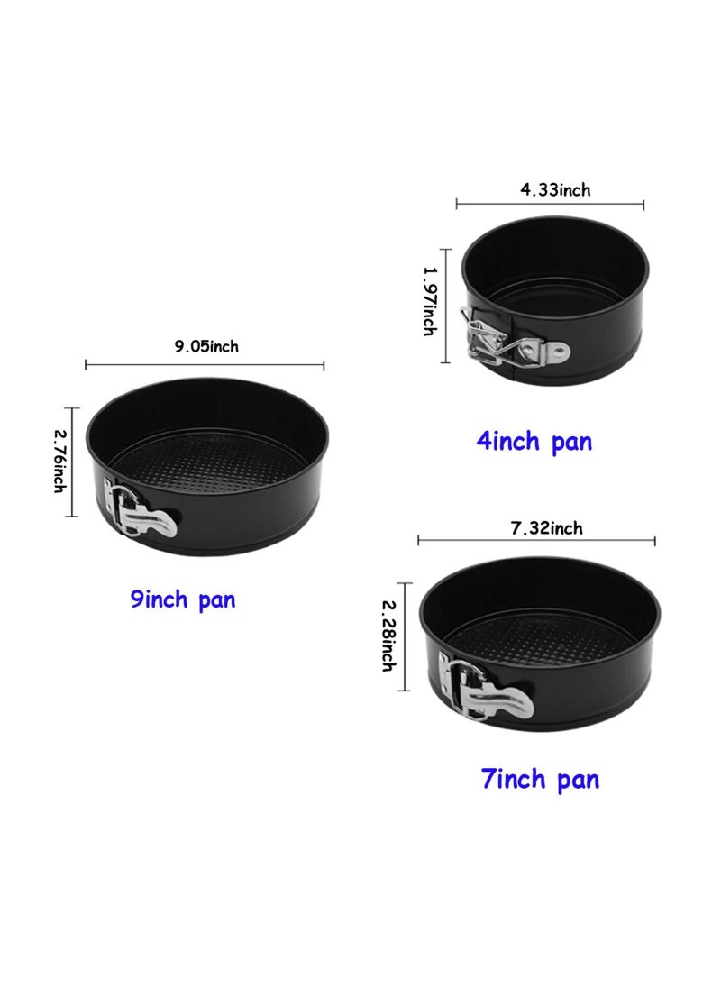 Yuroochii - Springform Cake Pan Set Of 3 (4,7,9 Inch) - Round Nonstick Baking Pans Spring Form For Cheesecake, Cake Pan/Springform Cake Tin/Cheesecake Pan Set with Removable Bottom - Image 1