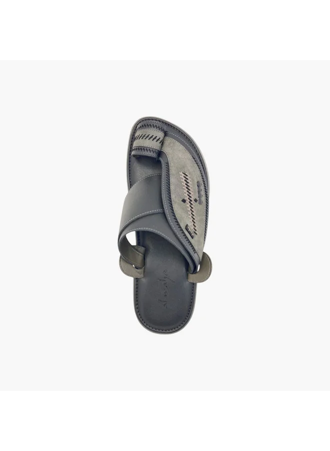 Al Waha Men's Stitch Detail Slip-On Arabic Sandals with Toe Loop