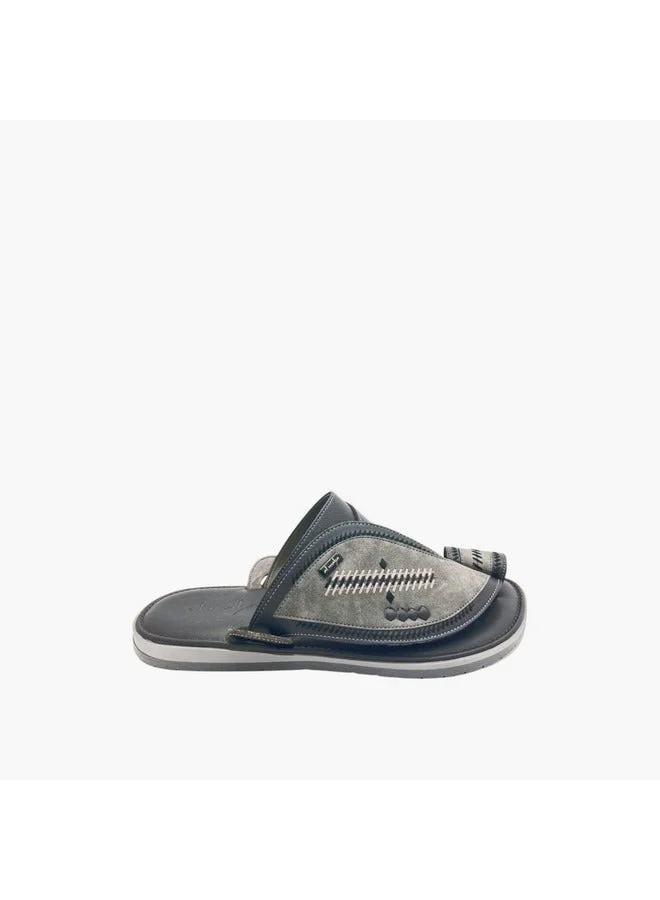 Al Waha Men's Stitch Detail Slip-On Arabic Sandals with Toe Loop