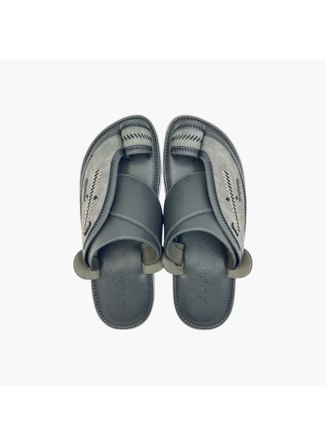 Al Waha Men's Stitch Detail Slip-On Arabic Sandals with Toe Loop