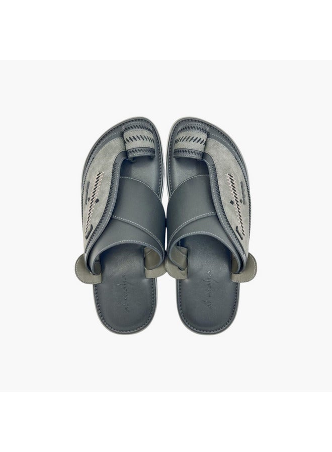 الواحة صنادل رجالي بنعل سهل الارتداء بتفاصيل خياطة وحلقة إصبع - Image 2