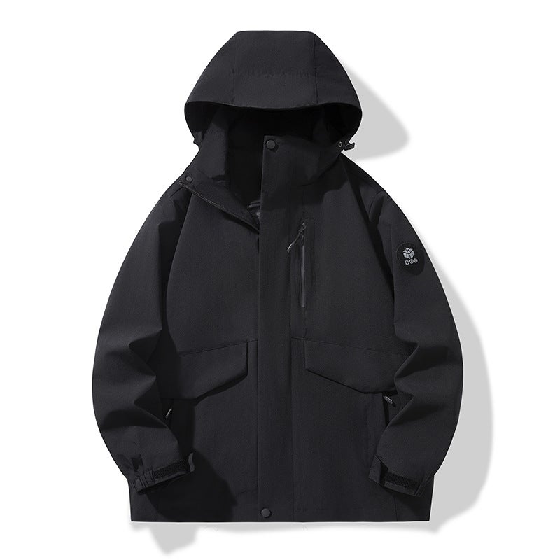 2024 Fall Fashion Hooded Windbreaker Mens Casual Jacket Black 