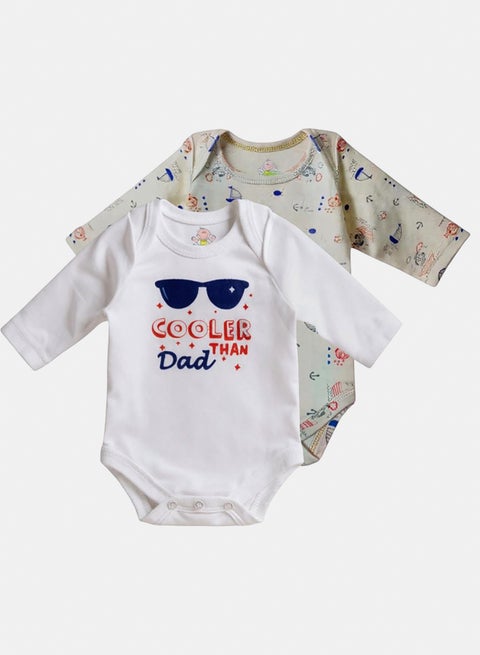 Baby Unisex Printed Long Sleeves Cotton Bodysuit (Pack Of 2)