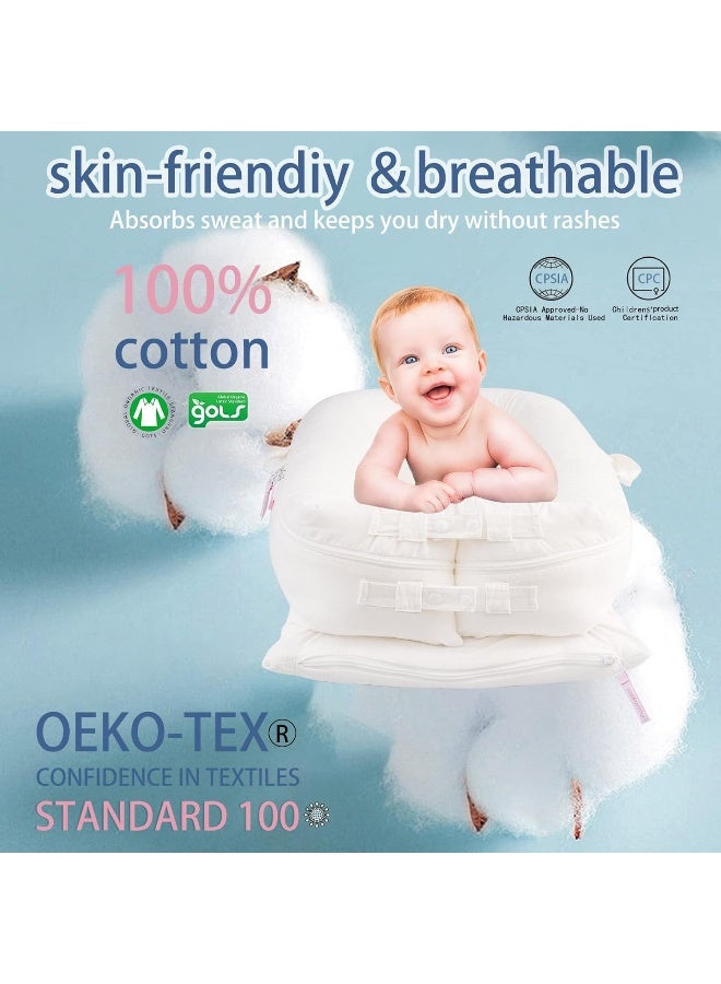 Pucmaoci Corduroy Baby Lounger Cover for Dockatot Deluxe + | 100% Cotton Hypoallergenic Newborn Premium Quality Spare Cover(Cover Only) (White) - Image 2