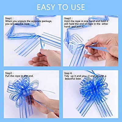 3A Featuretail Large Size Organza Pull Bow Flower Ribbon for Gift Wrap & Wedding Decoration Gift (30mm Width) (Golden Pull Ribbon, Set of 20) - Image 3