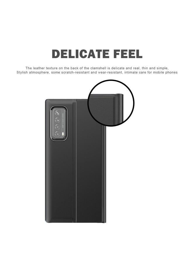S-TOP Case For Huawei P smart 2021 / Y7a Plain Texture Cloth Attraction Flip Holder Leather Phone Case - Image 5