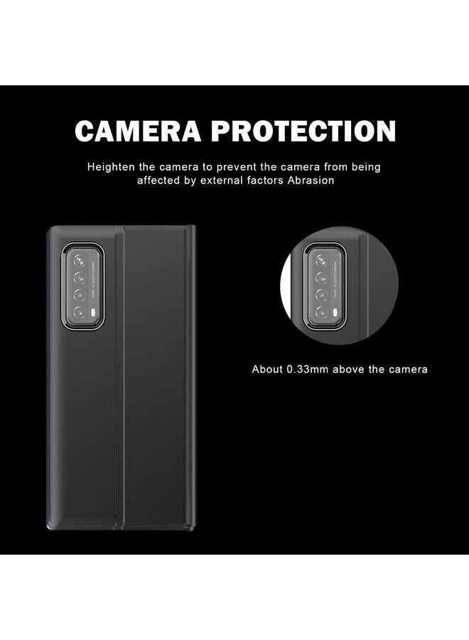 S-TOP Case For Huawei P smart 2021 / Y7a Plain Texture Cloth Attraction Flip Holder Leather Phone Case - Image 4