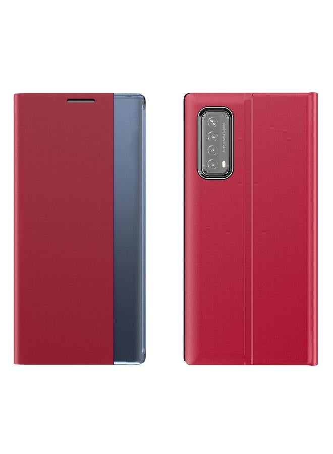 S-TOP Case For Huawei P smart 2021 / Y7a Plain Texture Cloth Attraction Flip Holder Leather Phone Case - Image 1