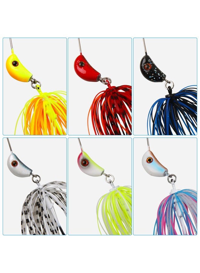 SILANON Bass Spinnerbaits Fishing Lures,Colorado Blade Metal Swimbait Spinner Baits Buzzbait Jigs Lure for Freshwater Pike Trout Salmon 6pcs - Image 5