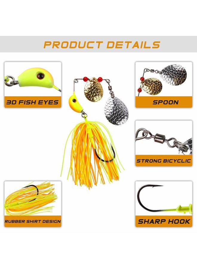 SILANON Bass Spinnerbaits Fishing Lures,Colorado Blade Metal Swimbait Spinner Baits Buzzbait Jigs Lure for Freshwater Pike Trout Salmon 6pcs - Image 2