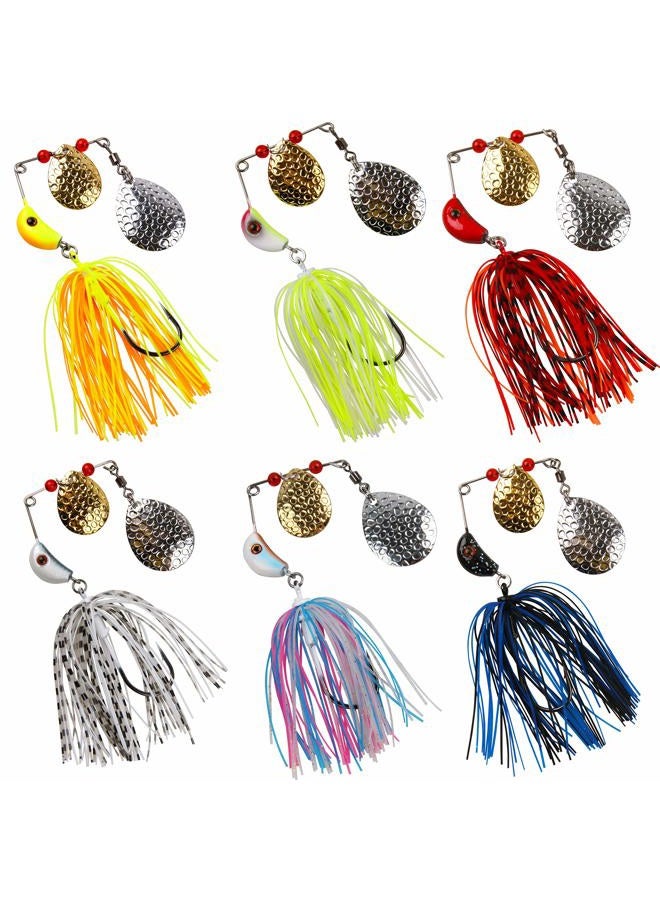 SILANON Bass Spinnerbaits Fishing Lures,Colorado Blade Metal Swimbait Spinner Baits Buzzbait Jigs Lure for Freshwater Pike Trout Salmon 6pcs - Image 1