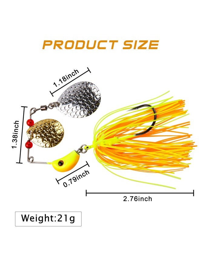 SILANON Bass Spinnerbaits Fishing Lures,Colorado Blade Metal Swimbait Spinner Baits Buzzbait Jigs Lure for Freshwater Pike Trout Salmon 6pcs - Image 4