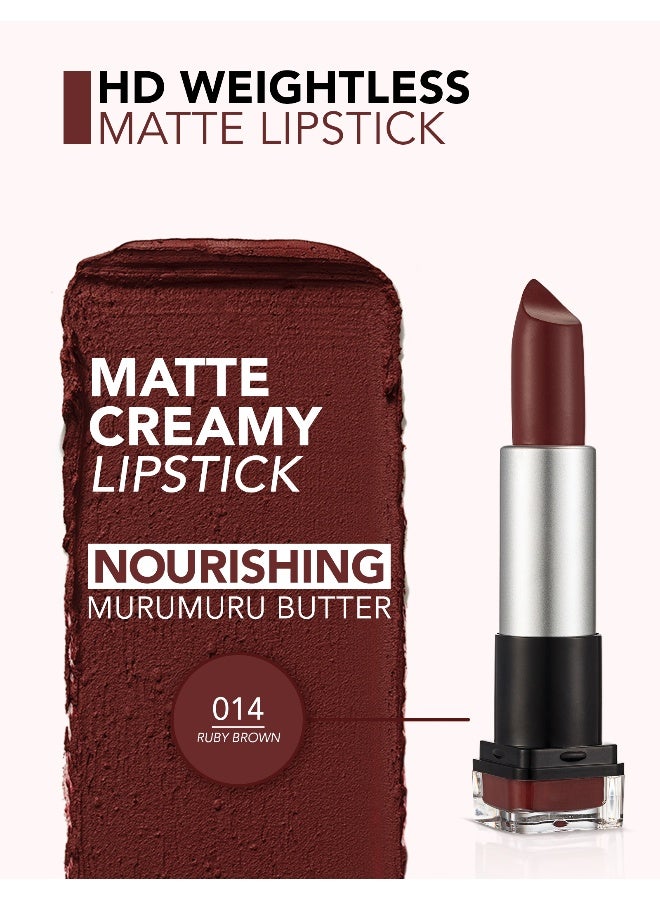flormar HD Weightless Matte Lipstick – 014 Ruby Brown – Weightless Matte Finish, Long-Wear Color, Smooth Comfortable Feel 014 Ruby Brown - Image 5