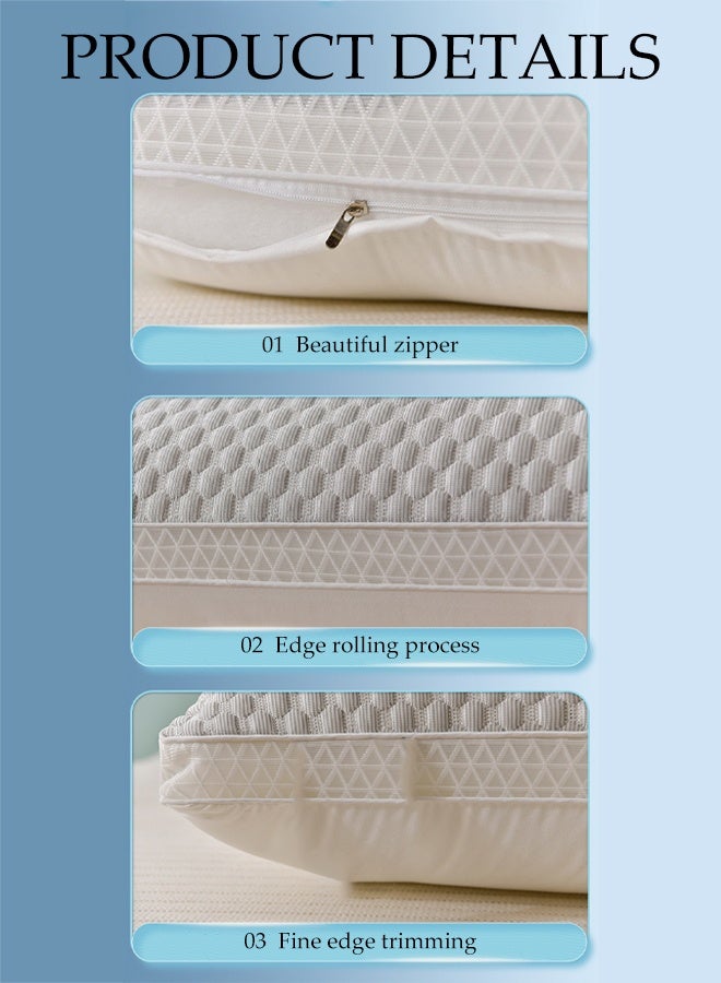 DUNISO 1 Pair of Ergonomically Comfortable Sleep Pillows Medium Support Comfortable Hollowfibre Pillow Breathable Washable 3D Structured Massage Granule Pillow for Neck, Back, Side Sleepers - Image 5