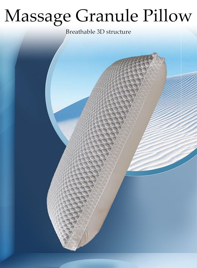 DUNISO 1 Pair of Ergonomically Comfortable Sleep Pillows Medium Support Comfortable Hollowfibre Pillow Breathable Washable 3D Structured Massage Granule Pillow for Neck, Back, Side Sleepers - Image 2