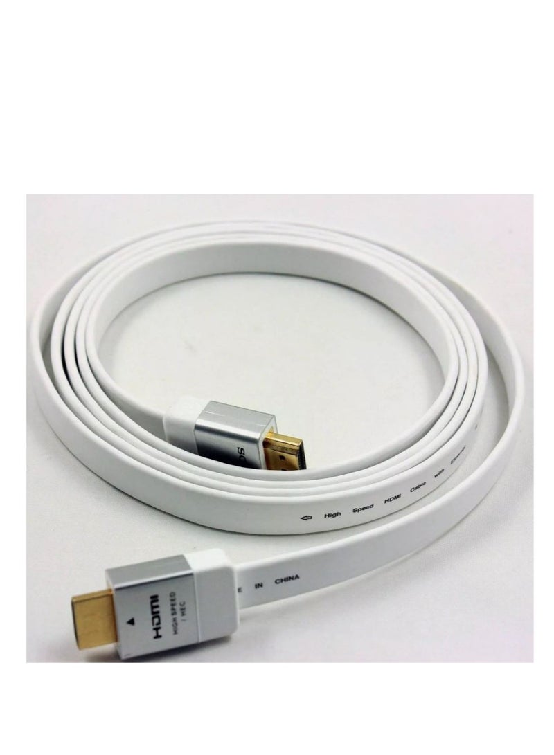 سوني HDMI Cable 2M High Speed 1.4v Flat White  Cord 3D HD PS4 for XBOX 1080P TV - white White - Image 1