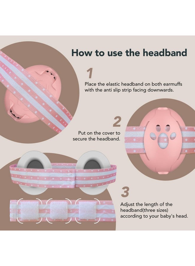 Moonybaby 2-in-1 Baby Ear Protection, Comfortable Baby Headphones, Noise Cancelling, Adjustable Baby Headphones with Stretchy Band, Baby Flight Essentials for Travel/Outdoors, Pink - Image 5