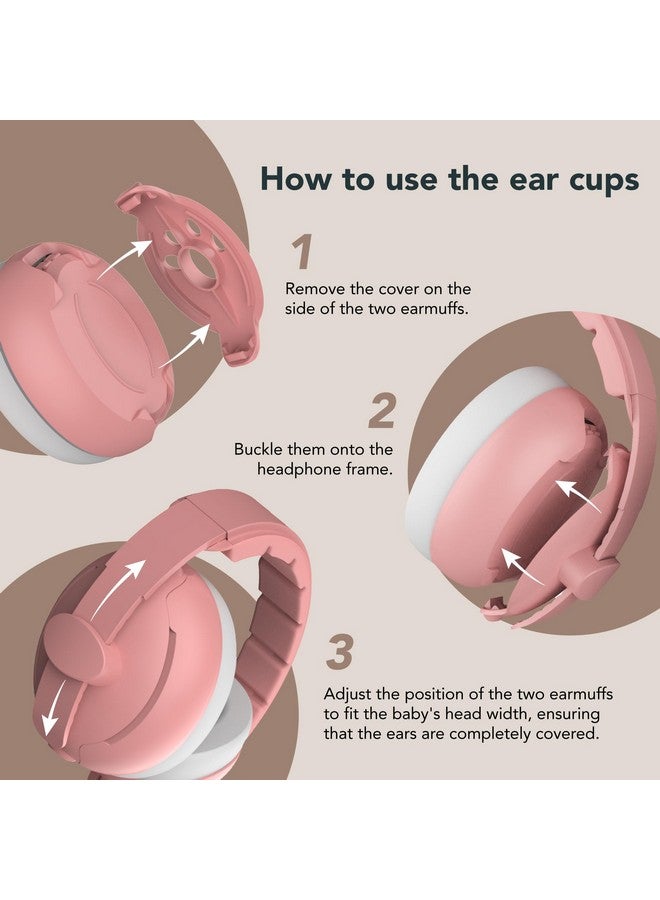 Moonybaby 2-in-1 Baby Ear Protection, Comfortable Baby Headphones, Noise Cancelling, Adjustable Baby Headphones with Stretchy Band, Baby Flight Essentials for Travel/Outdoors, Pink - Image 4