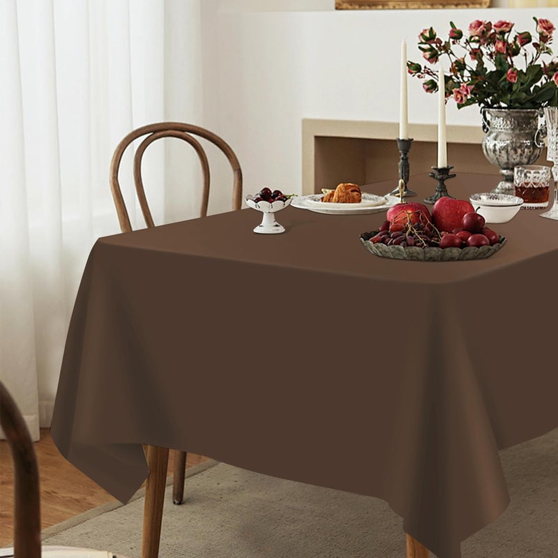 YSYJ 3 Pack Brown Plastic Tablecloth Disposable Rectangular Table Cloth 54 x 108 Inch Table Cover for Parties - Image 5