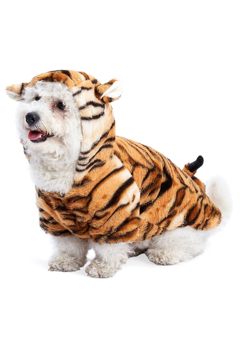Excefore Funny Dog Tiger Costumes, Pet Cosplay Dress Small Pet Cat Tiger Costume Animal Fleece Hoodie Warm Outfits Clothes  - Image 3