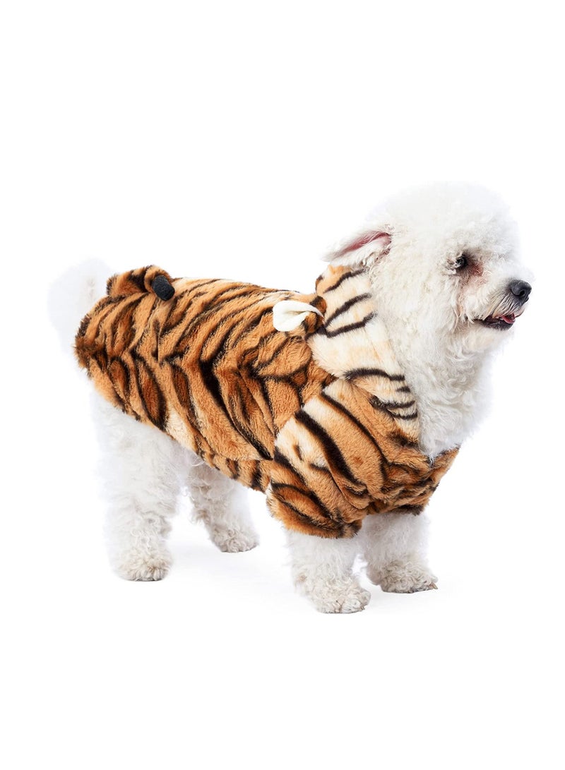 Excefore Funny Dog Tiger Costumes, Pet Cosplay Dress Small Pet Cat Tiger Costume Animal Fleece Hoodie Warm Outfits Clothes  - Image 4