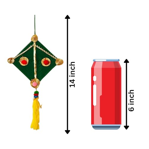 RR Crafts Woollen Handmade Colorful Kite Hanging Pack of 08, Decoration for Wall/Door Hanging Home Decor,14 Inch Each,Makar sakranti,Export Quality - Image 3