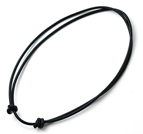 LynnAround Sturdy Beach Choker Surf Necklace Adjustable Genuine 2mm, 3mm Round Brown/Black Leather Cord 16-32" (Black3mm) - Image 1