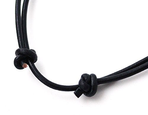 LynnAround Sturdy Beach Choker Surf Necklace Adjustable Genuine 2mm, 3mm Round Brown/Black Leather Cord 16-32" (Black3mm) - Image 2