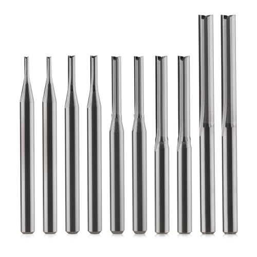 HOZLY 1/8 Inch Straight Router Bits Set (CED 1.0mm 1.5mm 2.0mm 2.5mm 3.175mm) Milling Cutter 2 Flutes Double Edged CNC Cutting Tungsten Steel for Wood MDF Acrylic Milling - Image 1