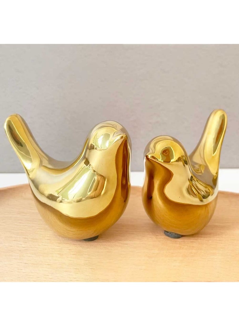 Gold Bedroom Decor Aesthetic, Shelf Decor Birds for Living Room Decor, Small Animal Figurines Decor for Living Room Home Office Bookshelf Tabletop - Image 1