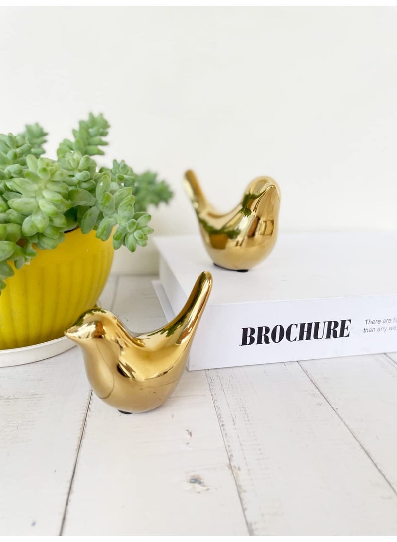 Gold Bedroom Decor Aesthetic, Shelf Decor Birds for Living Room Decor, Small Animal Figurines Decor for Living Room Home Office Bookshelf Tabletop - Image 5