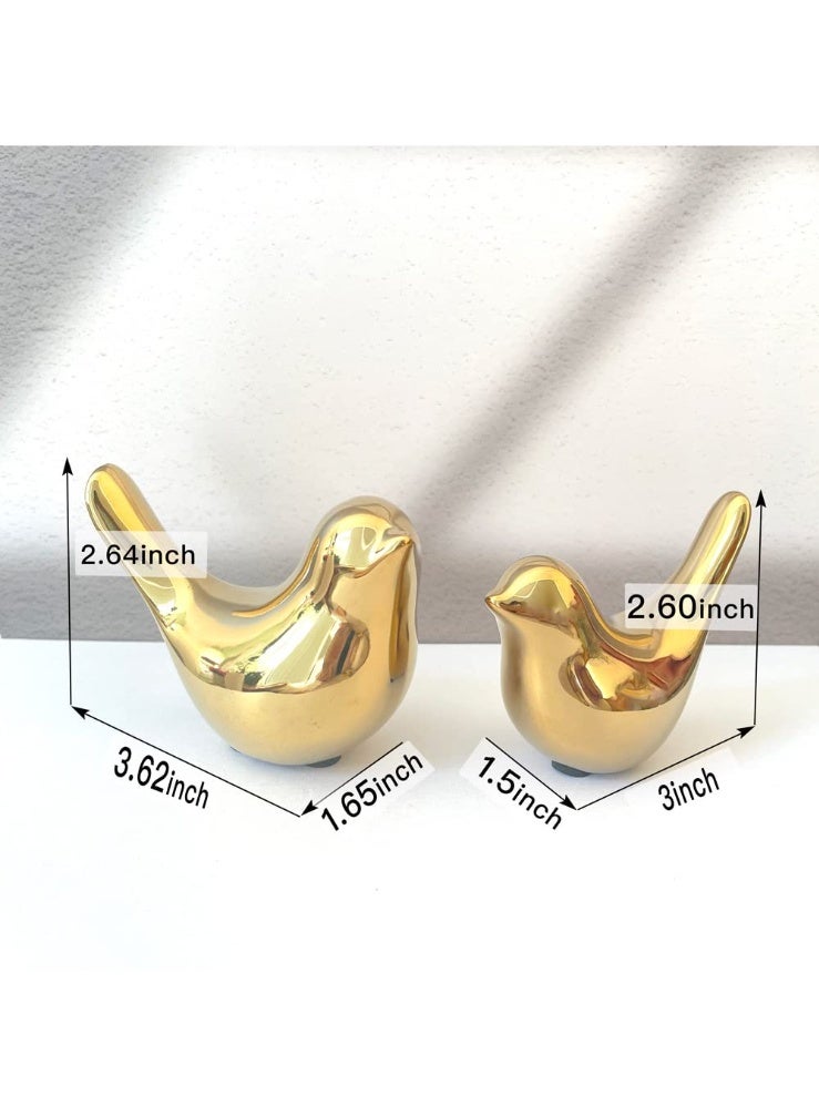 Gold Bedroom Decor Aesthetic, Shelf Decor Birds for Living Room Decor, Small Animal Figurines Decor for Living Room Home Office Bookshelf Tabletop - Image 2