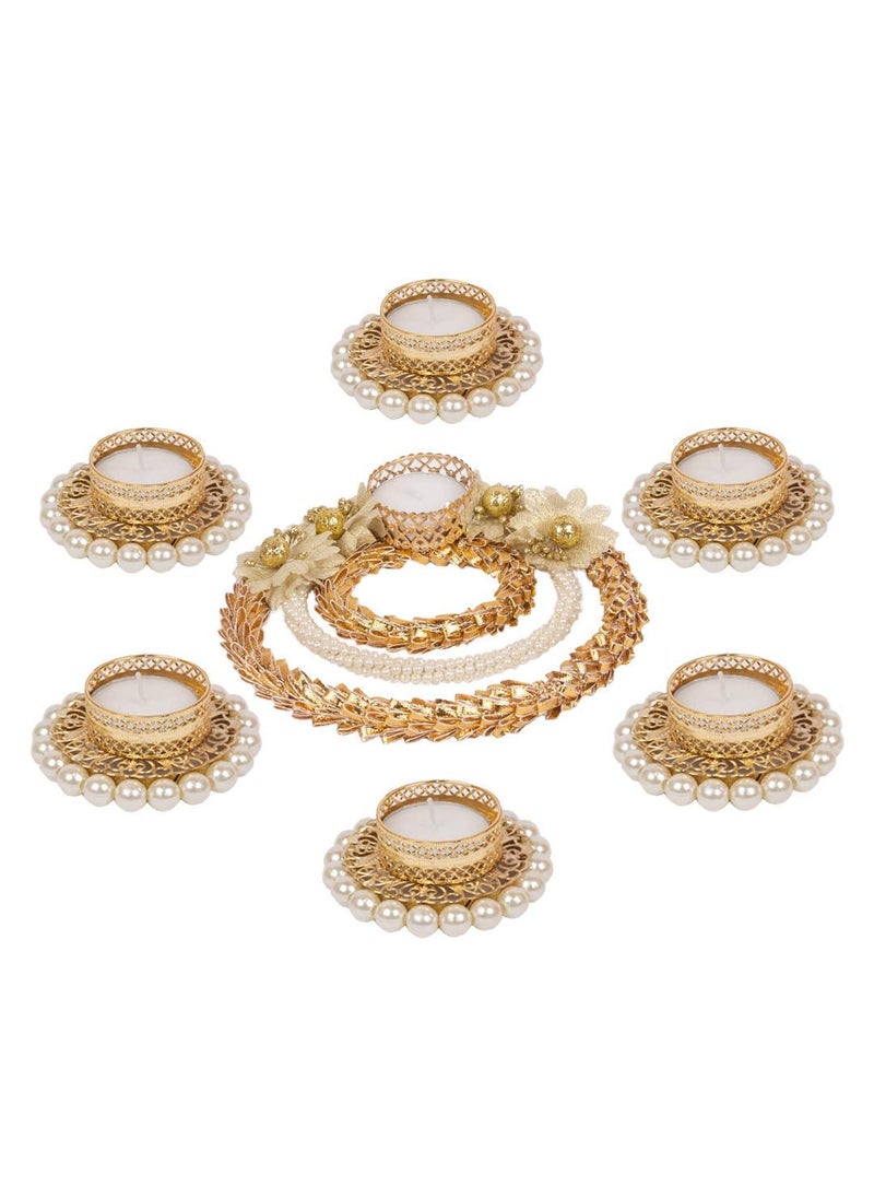 Lazybeee Lazybeee Diwali Decor Tealight Candle Holder1 Table Centerpiece Decor for Home Decoration Gift Items for Home Dcor Decoration Items for Home Pack of 6  - Image 1