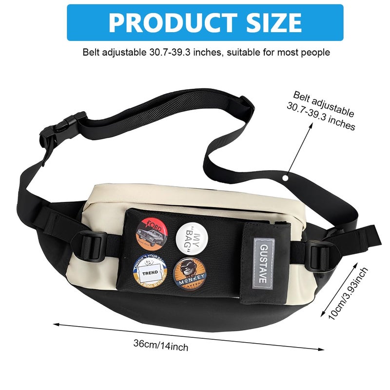 GUSTAVE ® Crossbody Bag for Men Women with Badges, Waterproof Sling Bag Large Shoulder Bag with Adjustable Strap for Commuting Travel Outdoor Activities Cycling - Image 2